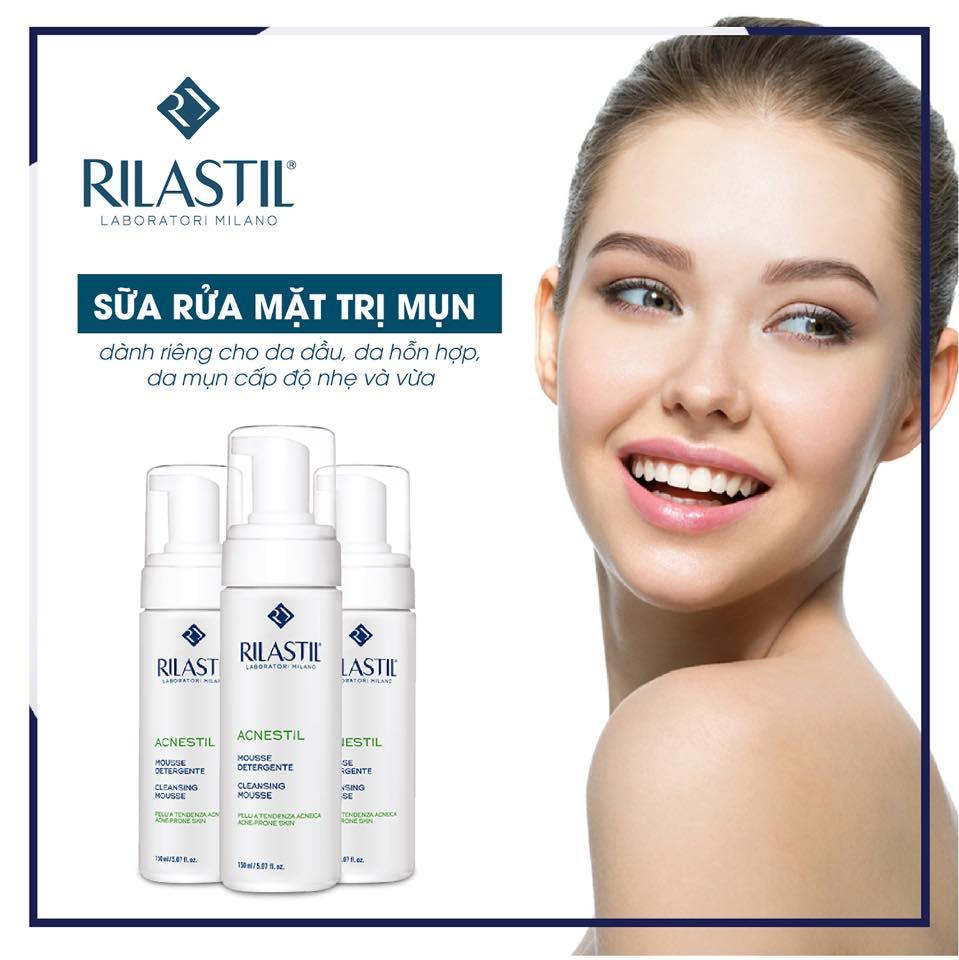 Bọt rửa mặt dành cho da mụn Rilastil Acnestil Face Cleansing Mousse 150ml