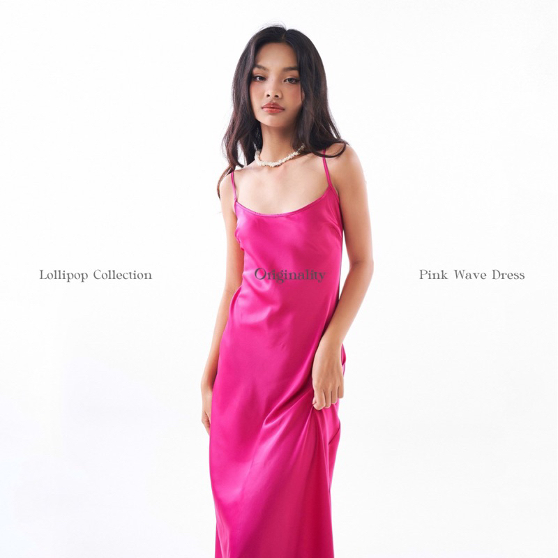 ORIGINALITY - ĐẦM DÀI HAI DÂY VẢI LỤA - PINK WAVE DRESS