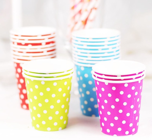 Set 10 cốc giấy chấm bi