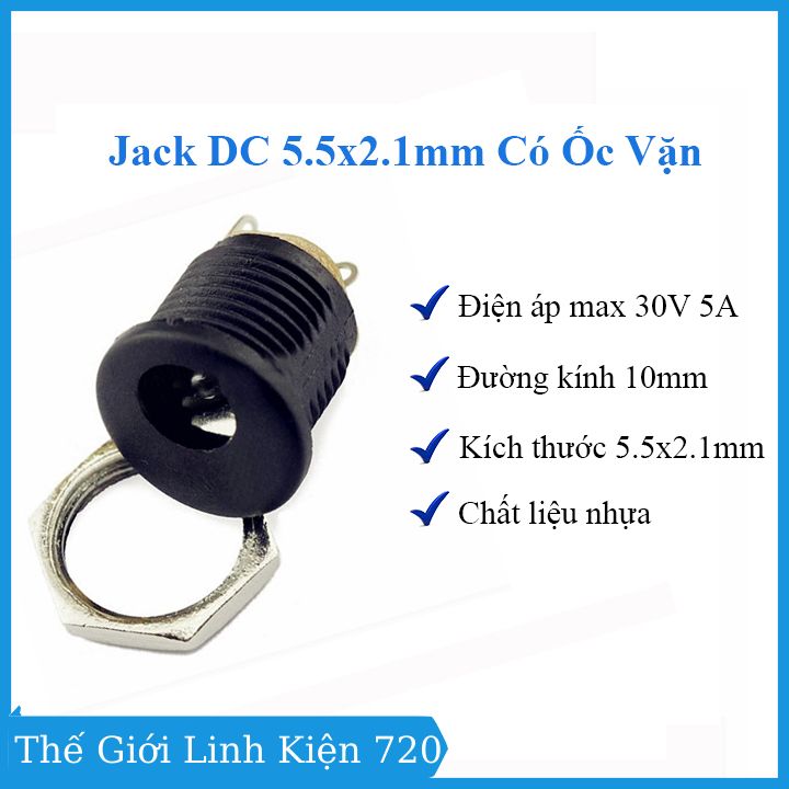 Bộ 10 jack dc 5.5x2.1mm có ốc vặn