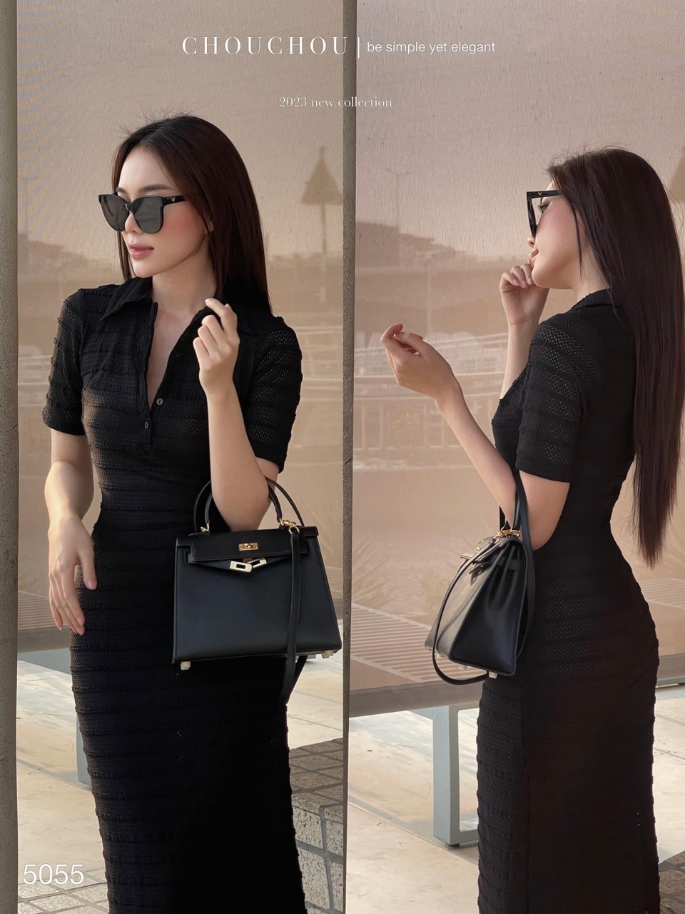 Váy nhung đen - set váy nữ viền ren mix với áo croptop hàng quảng châu