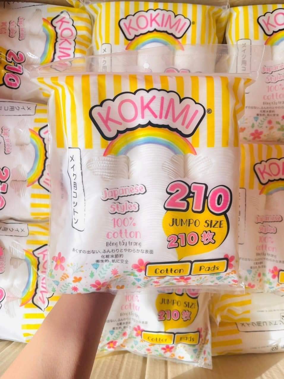 Bông tẩy trang cotton mềm mịn kokimi 210 miếng