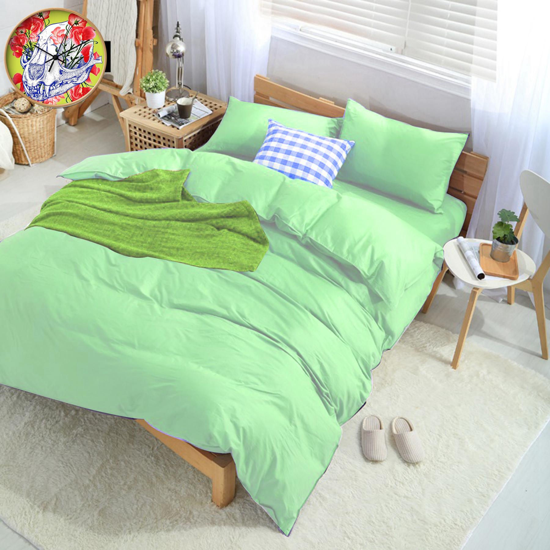 Bộ drap và mền cotton Yoona Korea (Mint Candy)