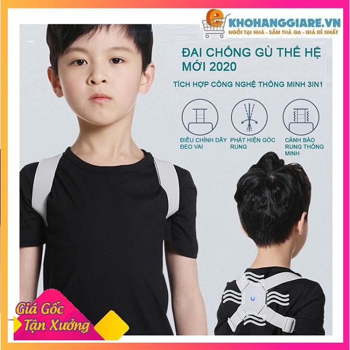 Đai chống gù lưng trẻ em, trị lưng tôm, cong vẹo cột sống có cảm biến rung khi sai tư thế