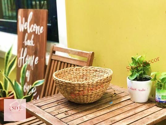 Combo 2 tô tròn đựng trái cây đan lục bình Smile Decor