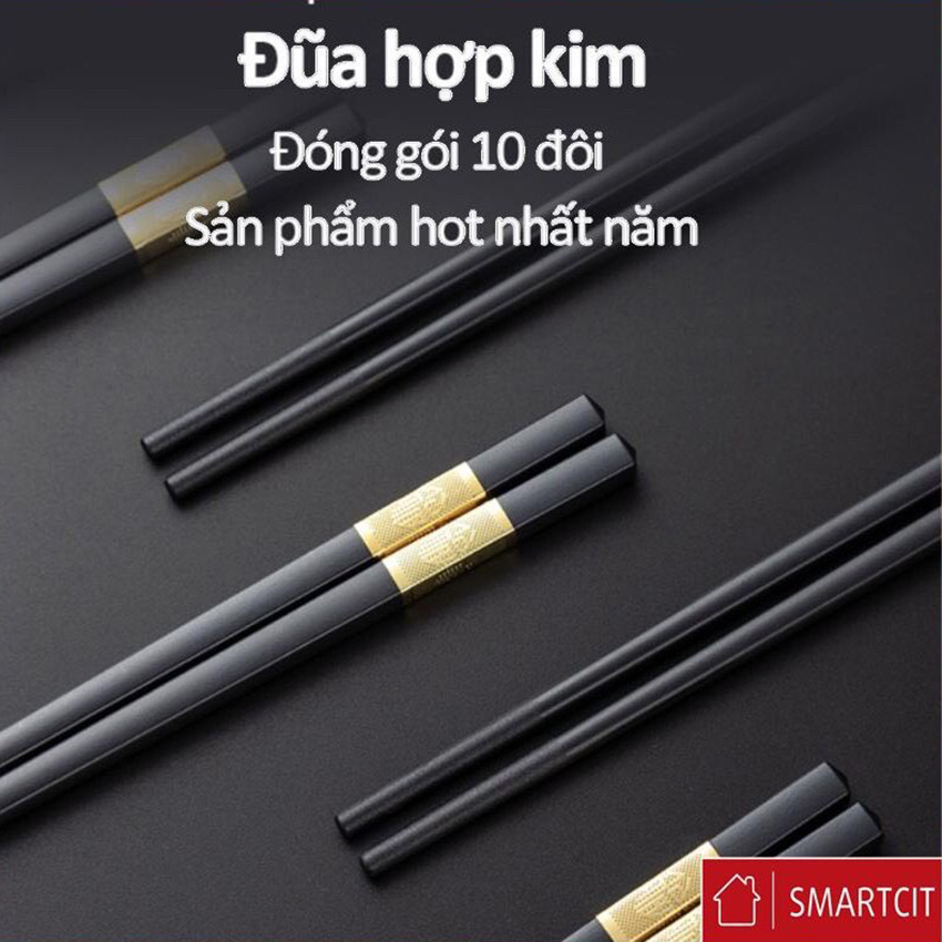 Bộ 10 đôi Đũa mạ vàng- SMARTCIT