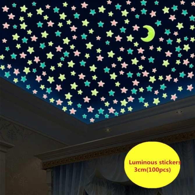 Bộ 100 Ngôi Sao Dán Tường Dạ Quang Trang Trí