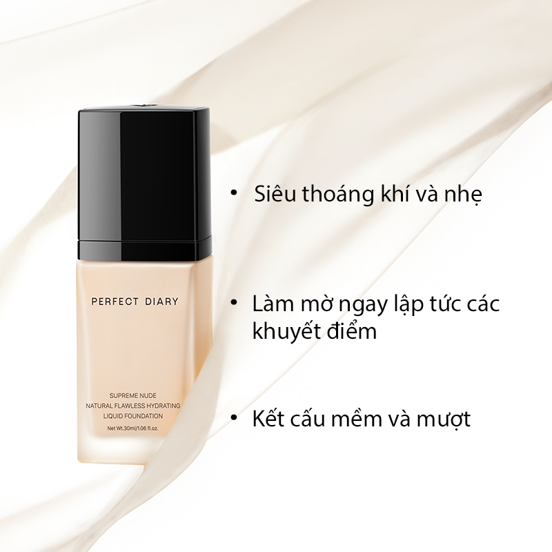 Perfect Diary Natural Flawless Long Lasting Liquid Foundation High Coverage Finish Liquid Foundation Face Makeup (BY)