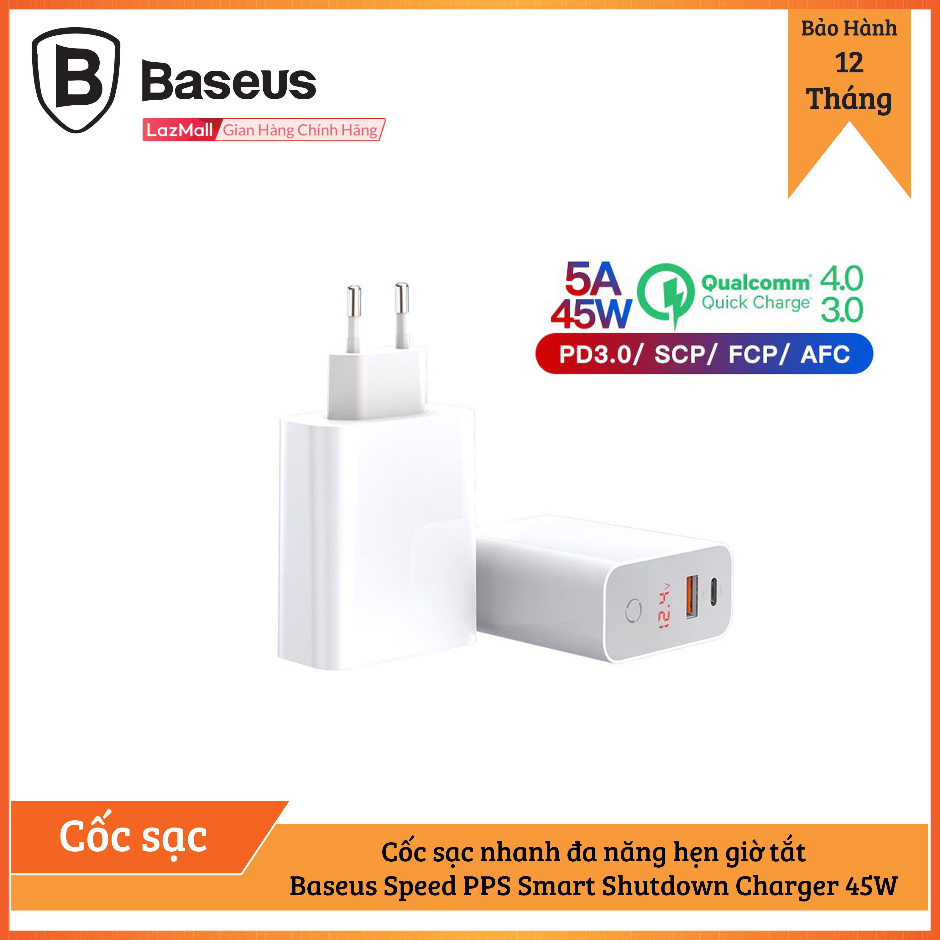 Củ sạc nhanh đa năng hẹn giờ tắt Baseus Speed PPS Smart Shutdown Charger 45W (5A/45W, QC4.0/ QC3.0 / PD / SCP/ Quick charger)