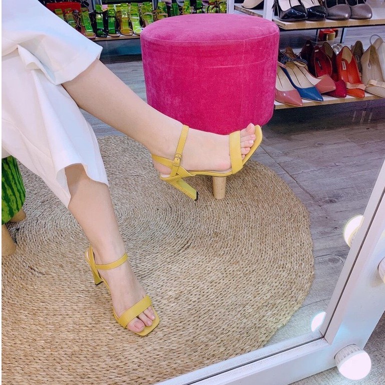 Giày sandal nữ cao gót dẹp 9p quai ngang hở gót - SD05 kèm ảnh thật