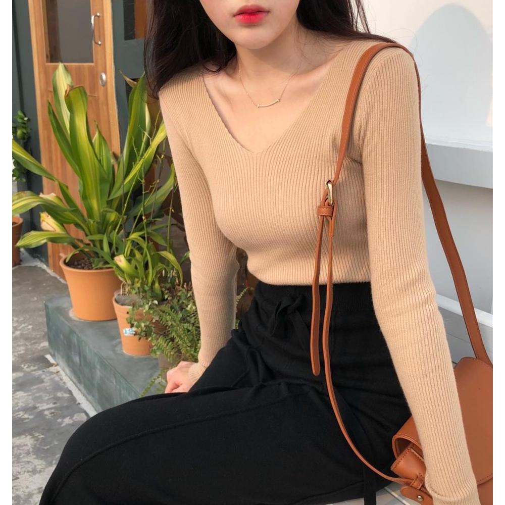 [HCM]Áo Tay Dài Len Cổ Tim