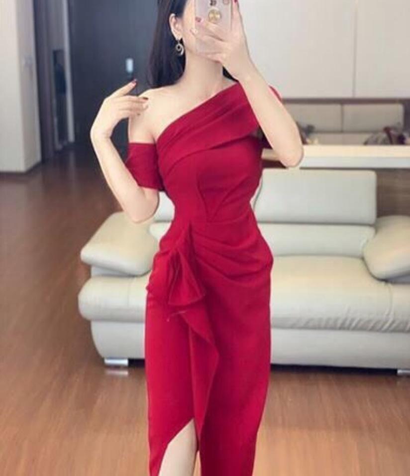 Đầm umi lệch vai-QH