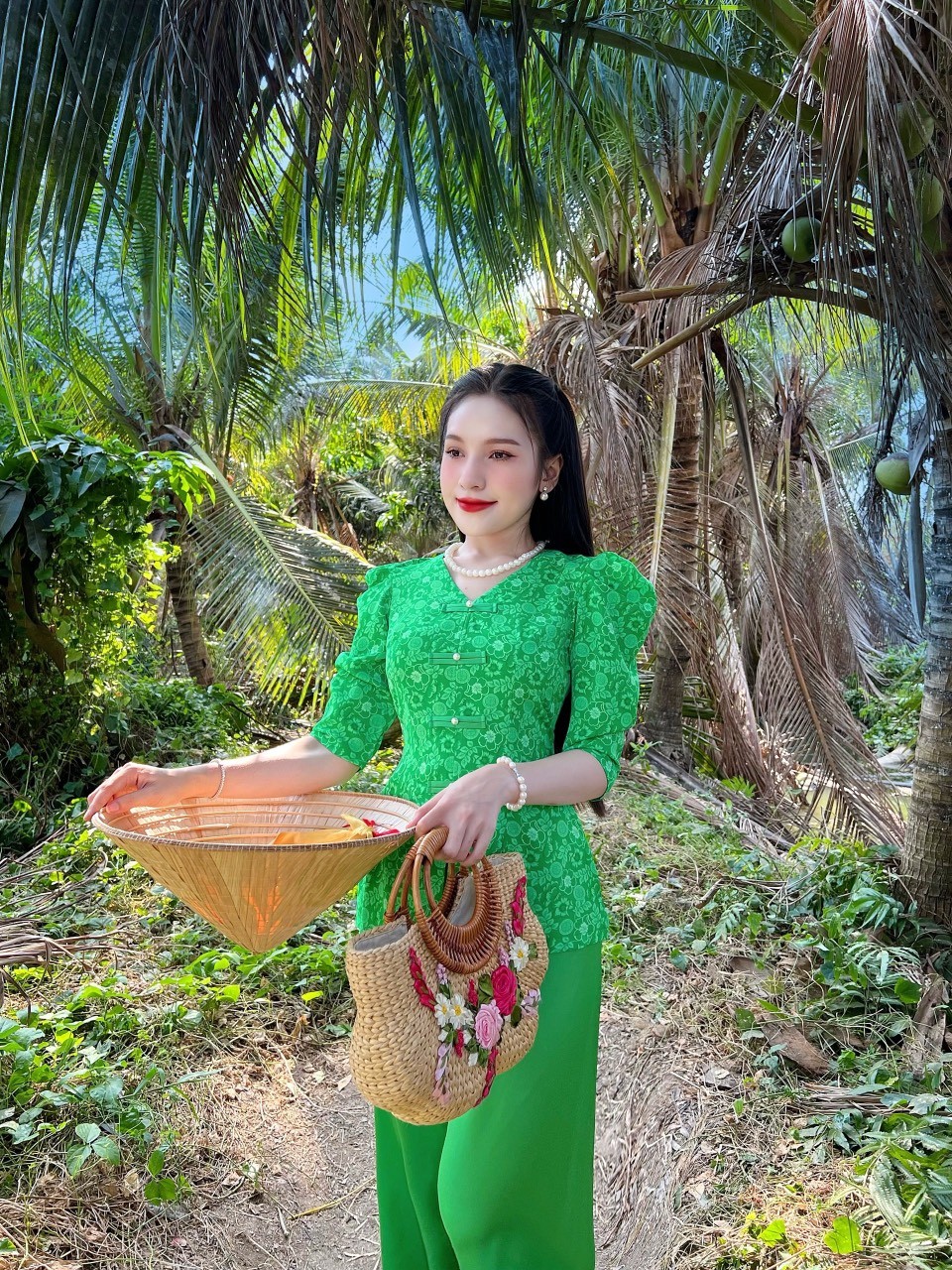 SÉT BỘ BÀ BA CỔ TIM TAY LỠ CHẤT LỤA MANGO CAO CẤP