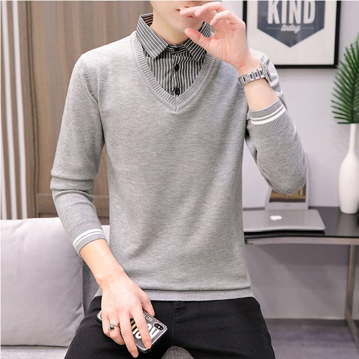 Áo len cổ tim thiết kế kiểu mới tay dài dáng ôm