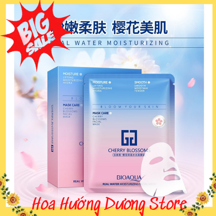 Combo 10 miếng mặt nạ dưỡng da chiết xuất hoa anh đào Bioaqua Cherry Blossoms - mặt nạ nội địa dưỡng da cấp ẩm giảm mụn làm trắng da