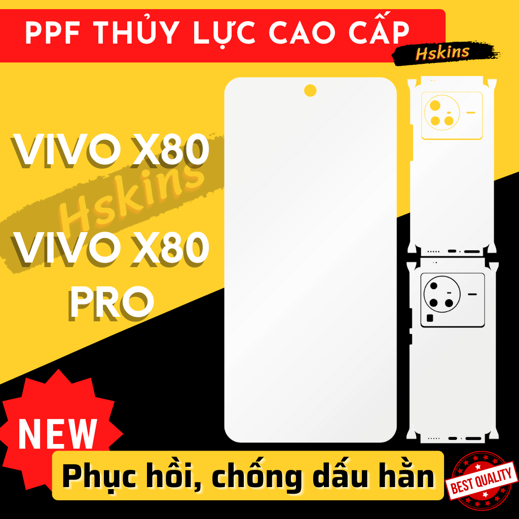 Miếng dán ppf thủy lực vivo x80 5g / vivo x80 pro 5g màn hình, mặt lưng cao cấp
