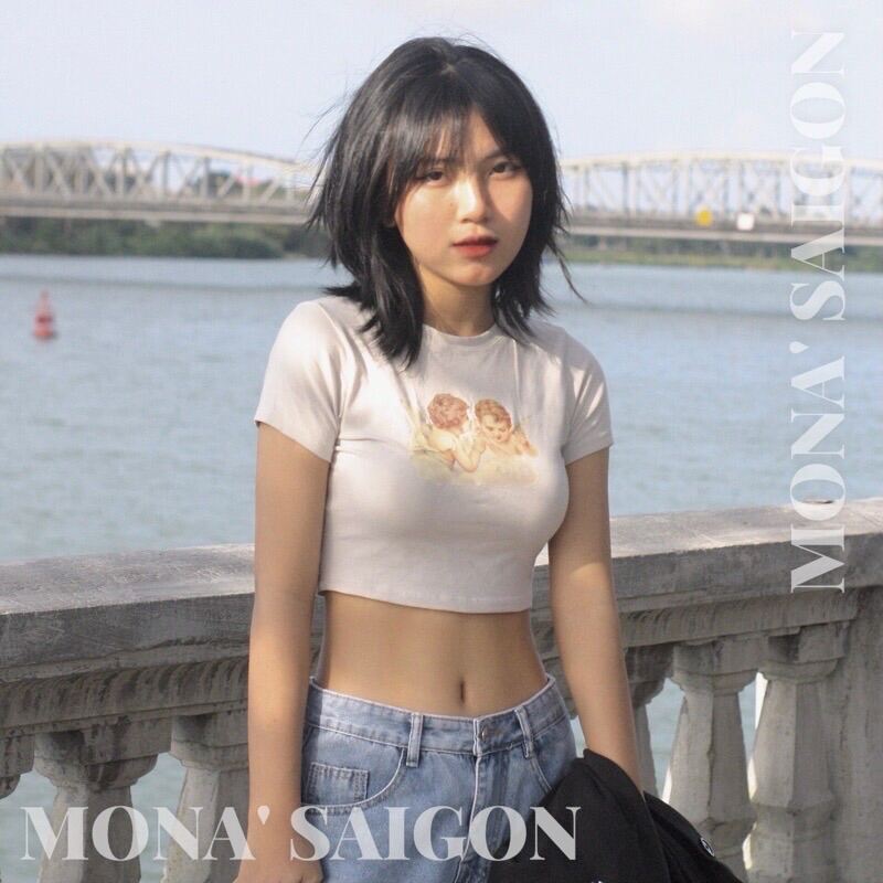 [VOUCHER 12%/149K] Áo croptop thun MONÁ - ANGEL