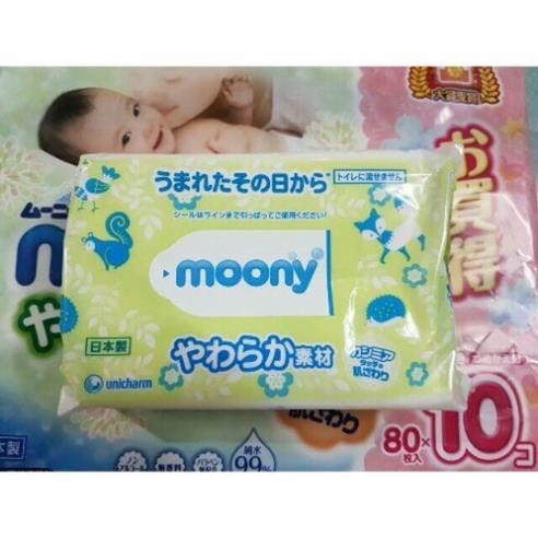 ( Chính Hãng ) Giấy Ướt Moony Nội Địa Nhật Bản 80 Tờ