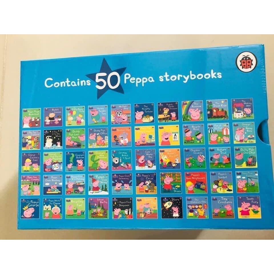 Bộ nhập 50 cuốn - Hộp màu xanh - The Ultimate Peppa Pig Collection - Full Boxet [ Tặng Kèm File Nghe]