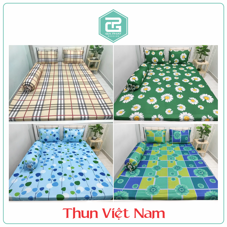 Bộ ga giường Thun lạnh Việt Nam cao cấp 4 món đủ kích thước - Inbox chọn mẫu