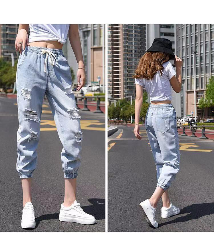 Quần Jeans Lửng Nữ Rách Lưng Cao Siêu Xinh