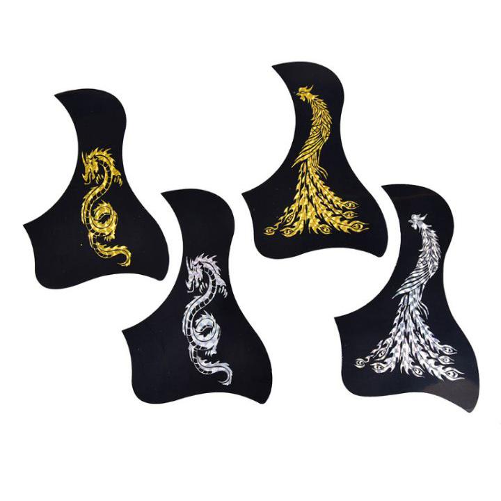 Miếng dán chống xước đàn guitar hình con công bạc