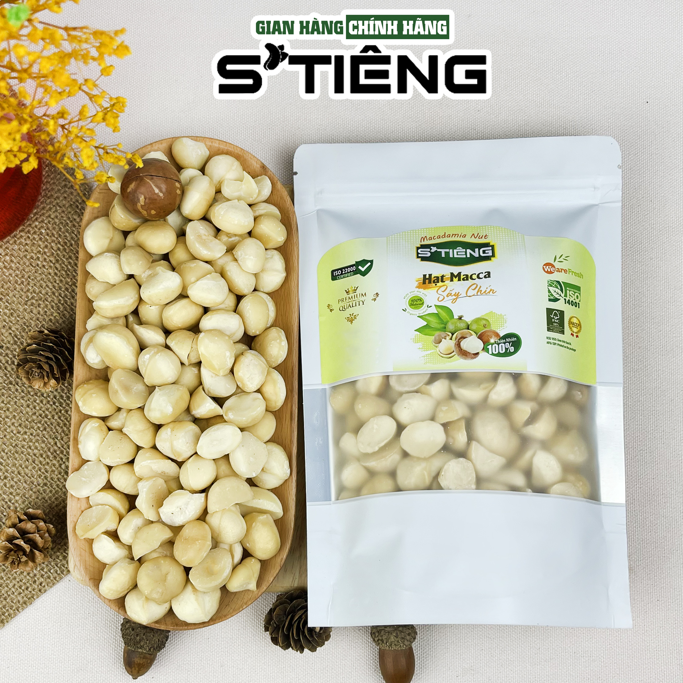 Nhân Hạt Macca Tách Sạch Vỏ STIENG Giòn Ngon