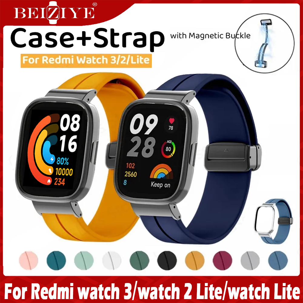 Ốp lưng dây khóa nam châm for redmi watch 3 dây đeo for redmi watch 2 lite dây đeo mi watch lite dây đeo silicon dây đeo kim loại dây đồng hồ thông minh vòng tay phụ kiện dây đeo tay