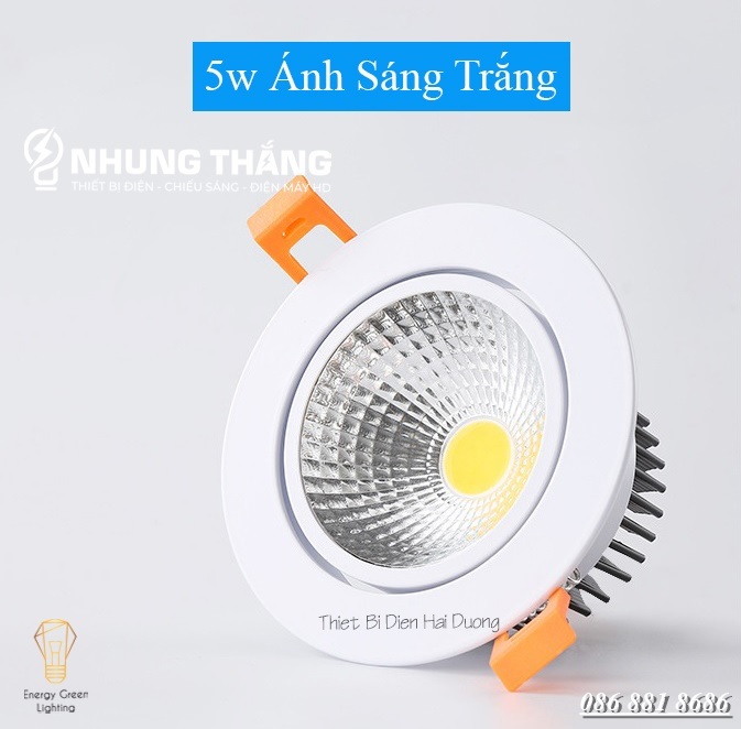 Đèn led âm trần chiếu điểm 3w-5w-7w dl-603 - chip led cob siêu sáng - thay đổi góc chiếu - bh 1 năm