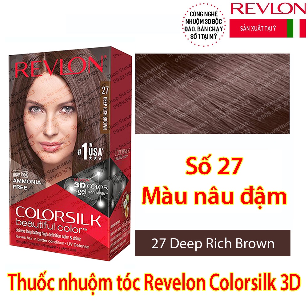 Dyed silver covering Revlon number 27-deep Brown