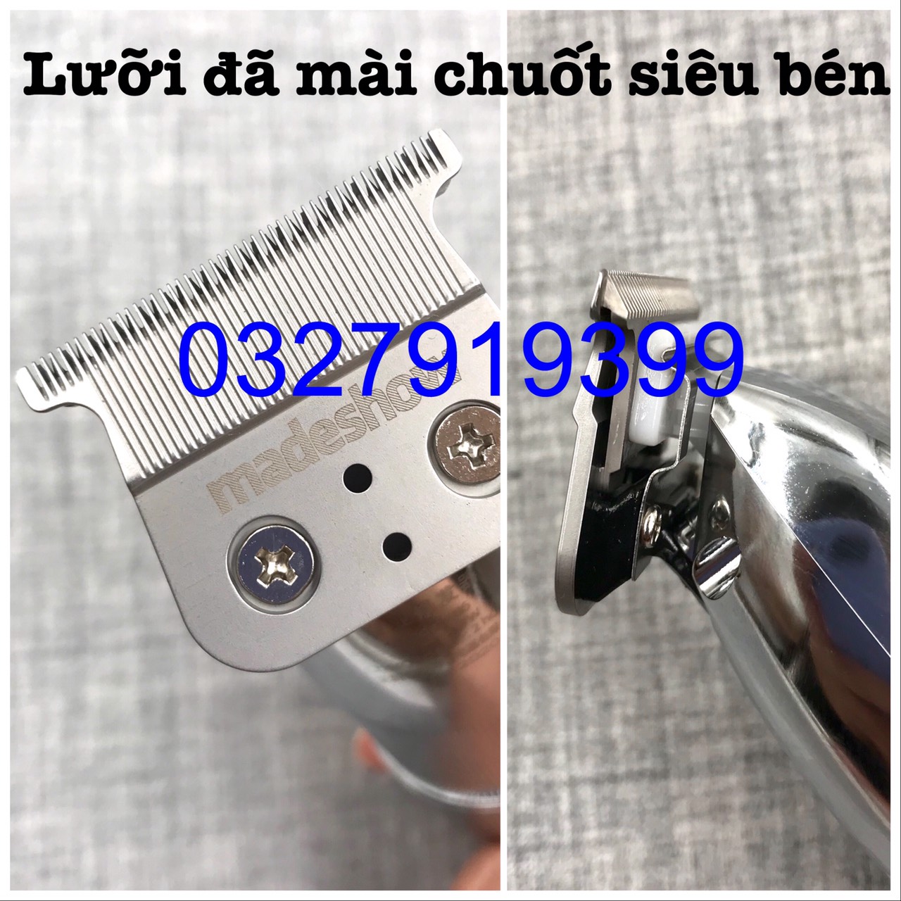 Madeshow Tông đơ chấn viền cao cấp M6, màu xanh trắng, pin lithium 1400mAh, động cơ Turbo 2 tốc độ, lưỡi thép không gỉ, công suất 8W, thiết kế hiện đại, bảo hành 3 tháng