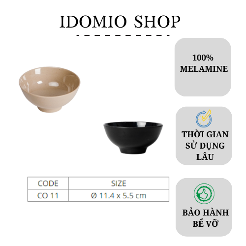 Chén Cơm Nhựa Melamine Màu Đen/Nâu