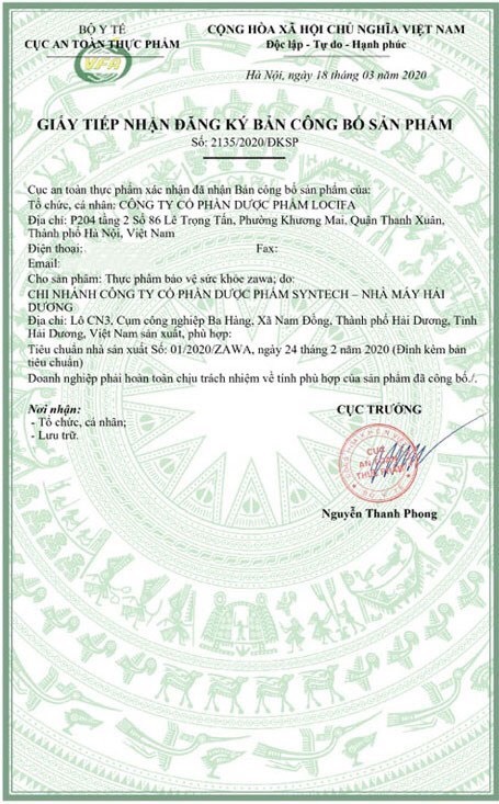 Zawa Nước sinh lực Zawa