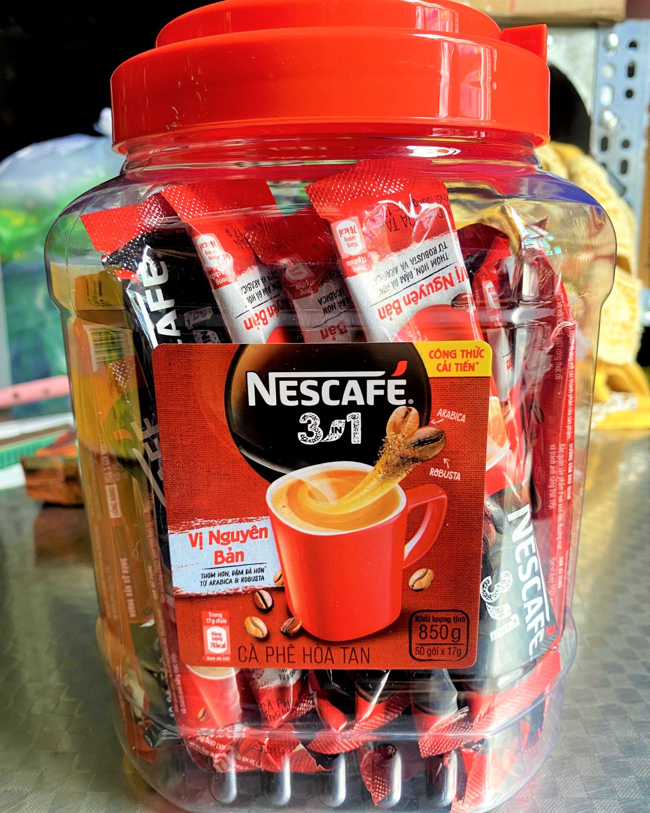 NESCAFE 3IN1 RANG XAY HÒA TAN - HỦ 850g (50 gói x 17g)