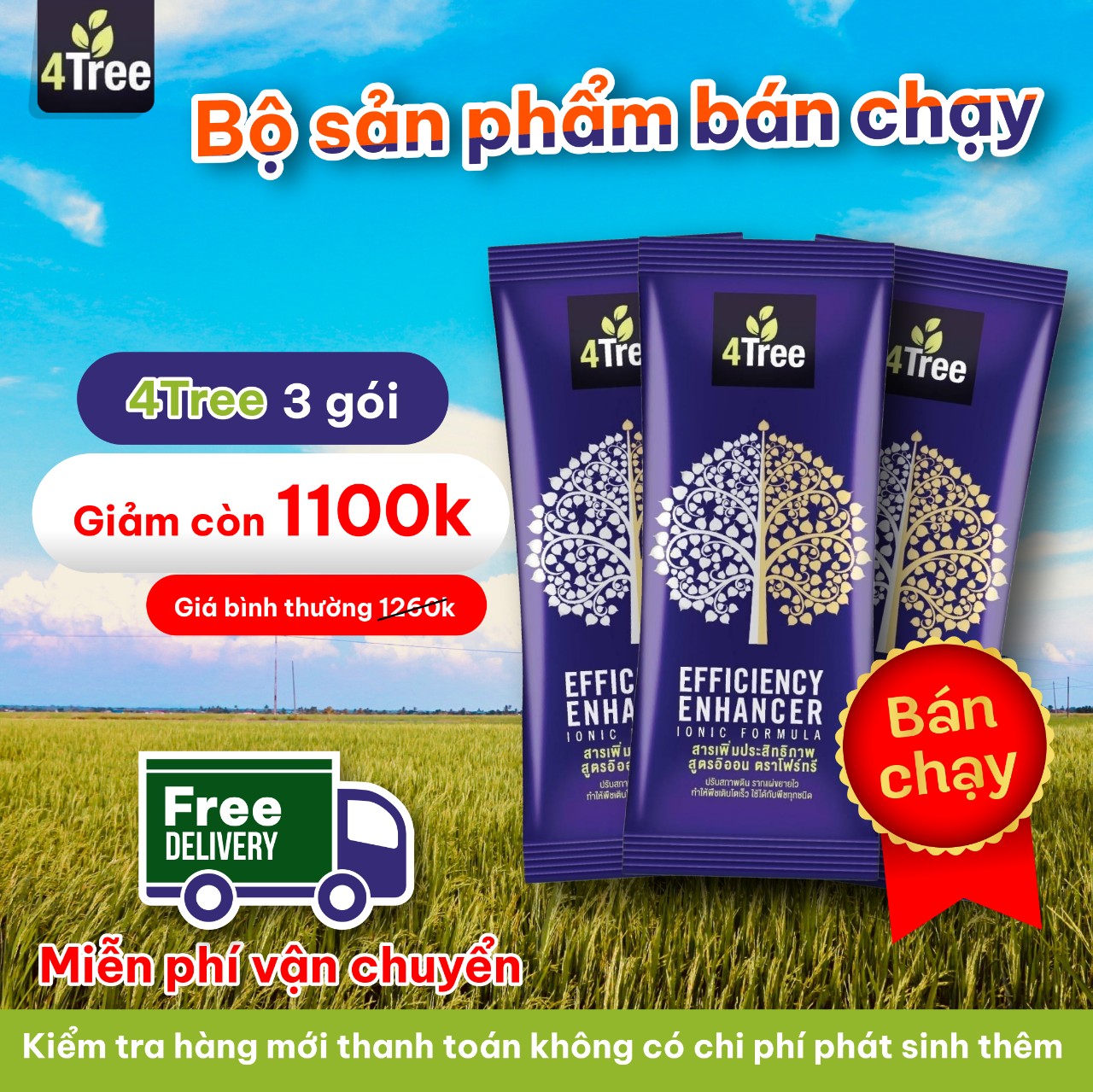 4 tree phân bón hữu cơ combo 3 gói tiết kiệm