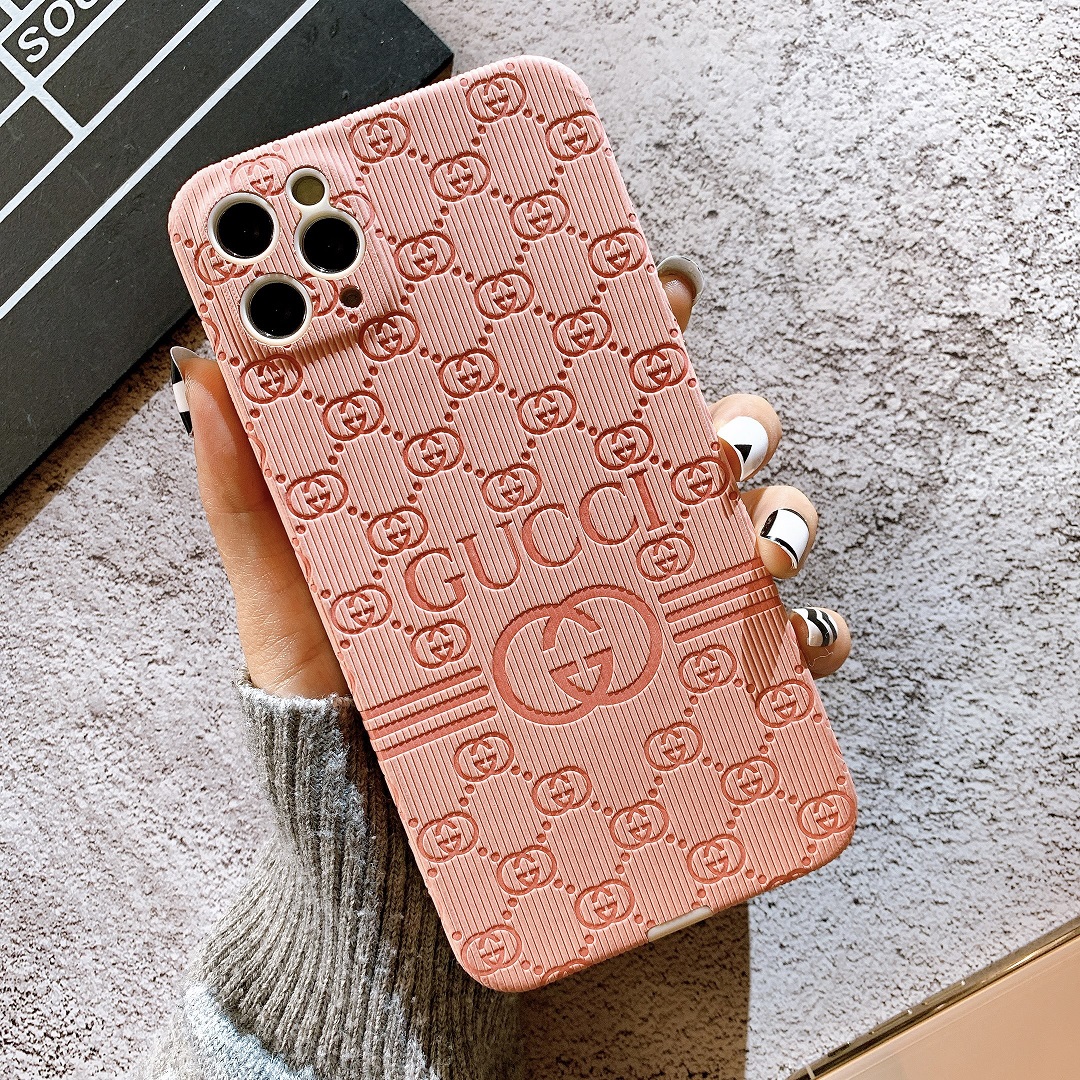 [ IPHONE ] Ốp Lưng Da Dập Nổi Full Viền Bảo Vệ Camera Gucci