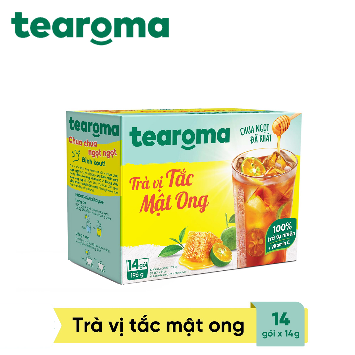 TRÀ HÒA TAN VỊ TẮC MẬT ONG HONEY CALAMANSI FLAVORED TEA TEAROMA 196 GRAM