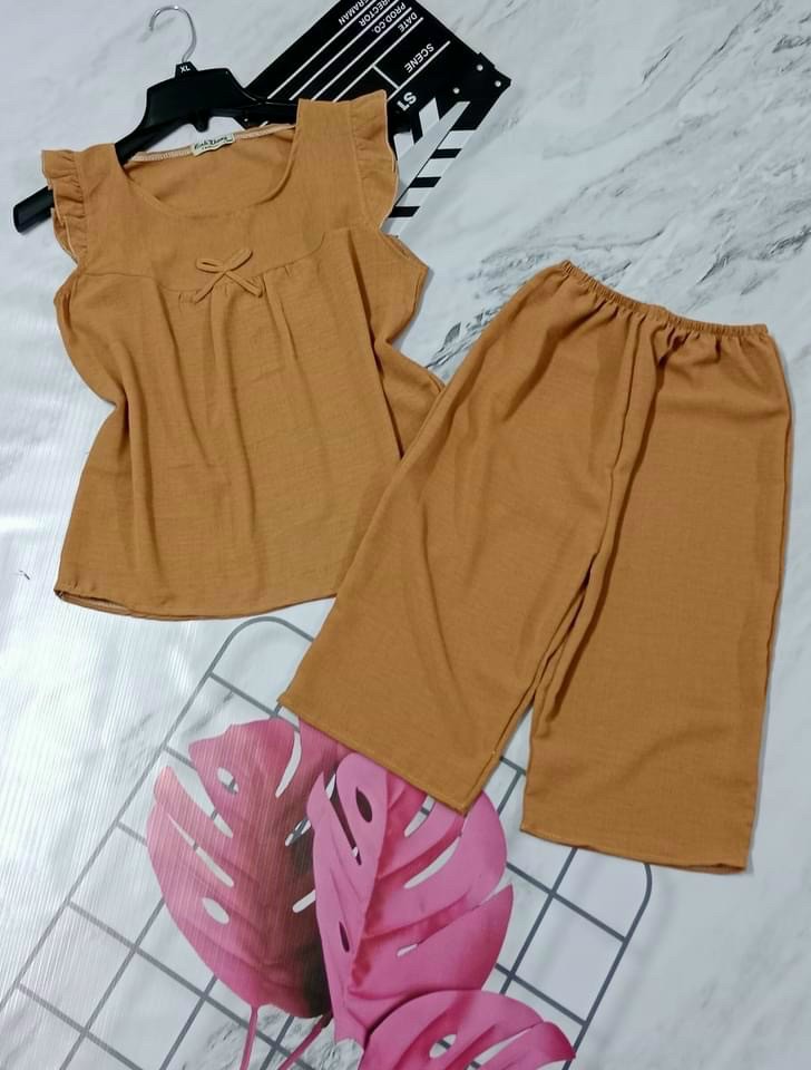Set đồ nữ Lửng tay cánh tiên chất Đũi mềm mát không nhăn Freesize từ 40-56kg