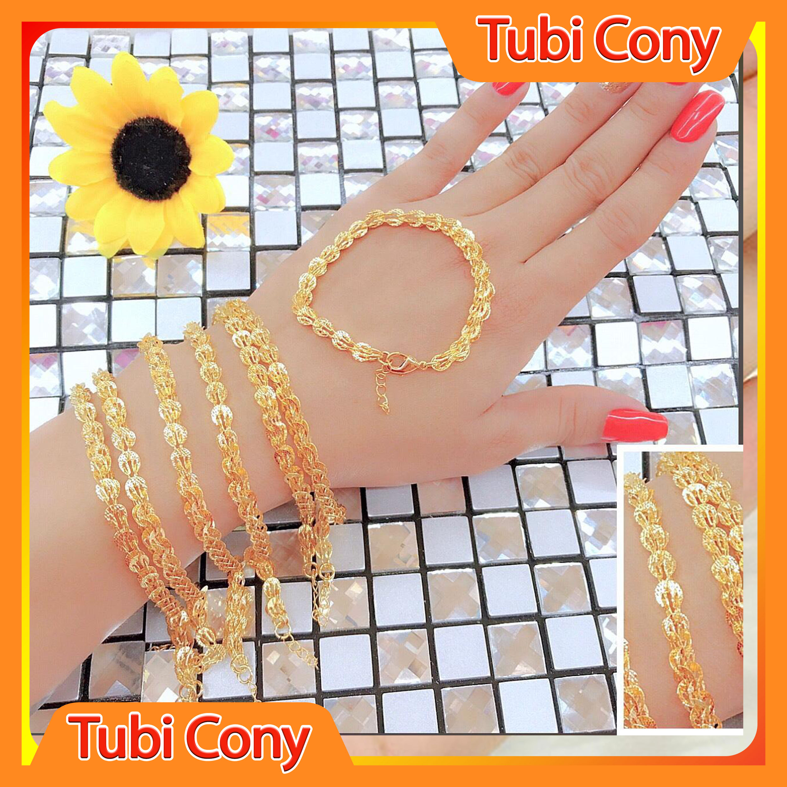 Lắc tay nữ phụng xòe xi dát vàng 18k cao cấp Tubi Cony - Mang đi chơi, đi tiệc rất đẹp - HNK
