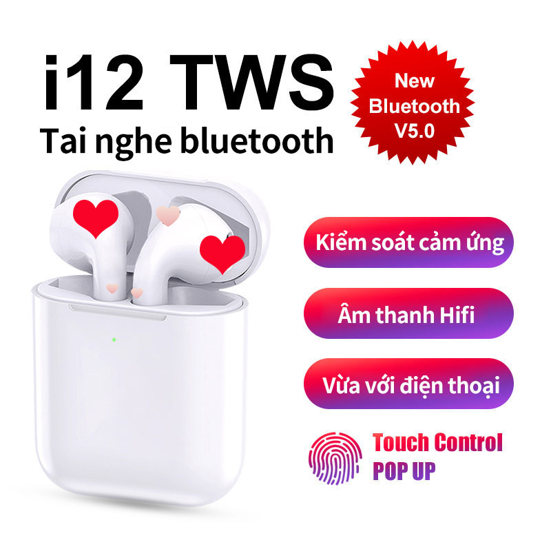 Tai Nghe Bluetooth i12s Đa Chức Năng Hỗ Trợ Cho Mọi Dòng Máy, Cửa Sổ Kết Nối - Tai Nghe Bluetooth Mini Không Dây, Tai nghe bluetooth