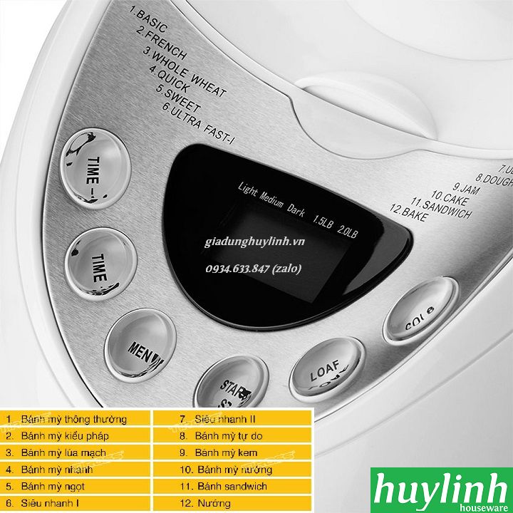 [HCM]Máy làm bánh mì Tiross TS820 - 12 chức năng [700 - 900gr bánh]