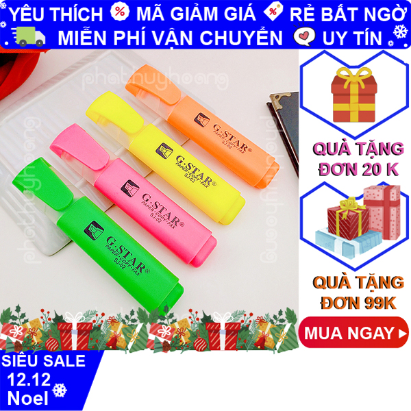 Bút highlight dạ quang Gstar 4 màu cực đẹp  Chọn màu  bút bôi sáng bút dạ