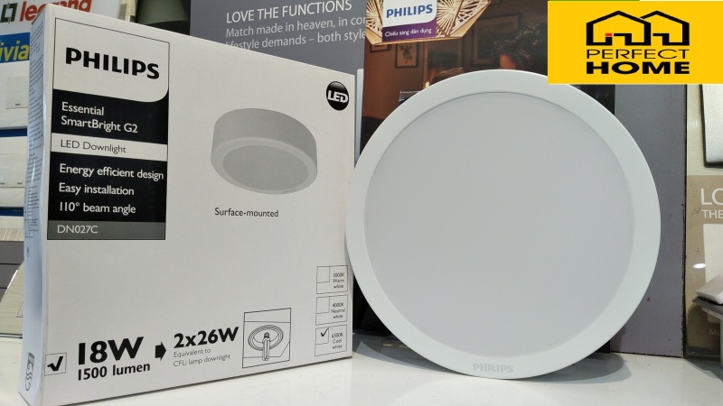 Đèn Ốp Nổi DN027C Tròn philips Led6 D150 11W 900lm, D200 15W, D225 20W - Ánh sáng Trắng