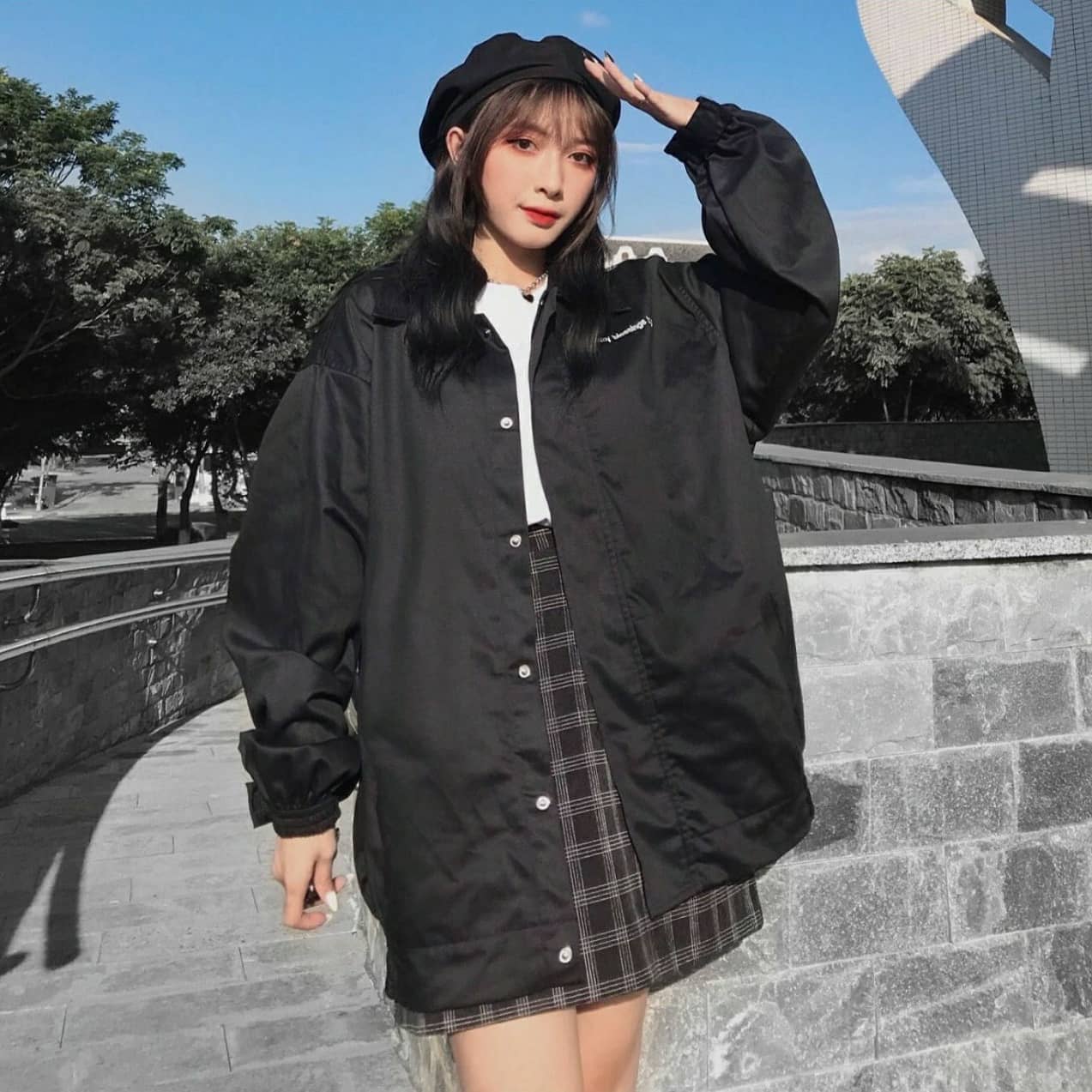 [HCM]Áo Khoác Kaki WIN BIG TIME Jacket (Đen Be)