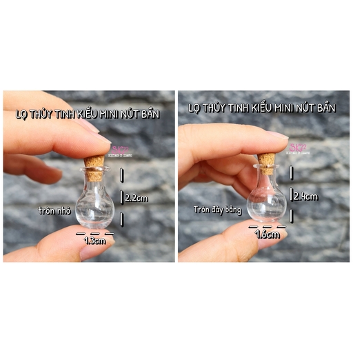 🧡Set 5 LỌ THỦY TINH KIỂU MINI NÚT BẦN🟠