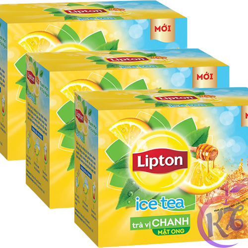 Combo 3 hộp Trà Lipton Chanh hòa tan Ice Tea vị chanh & mật ong hộp 16 gói x 14g - tra lipton hoa tan