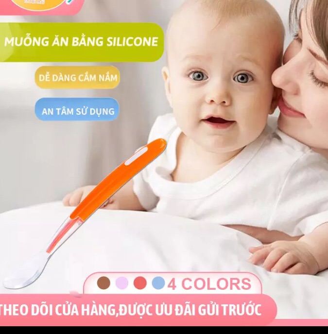Sét 3 chiếc thìa ăn dặm silicon siêu mềm cho bé