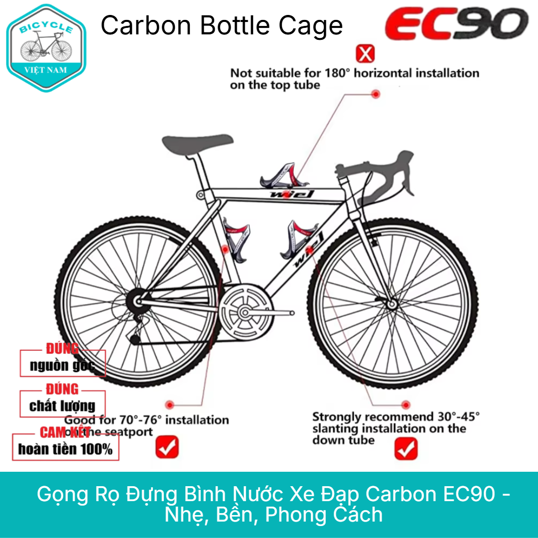 Gọng Rọ Đựng Bình Nước Xe Đạp Carbon EC90 Siêu Nhẹ 25g – Thiết Kế Thể Thao Cao Cấp