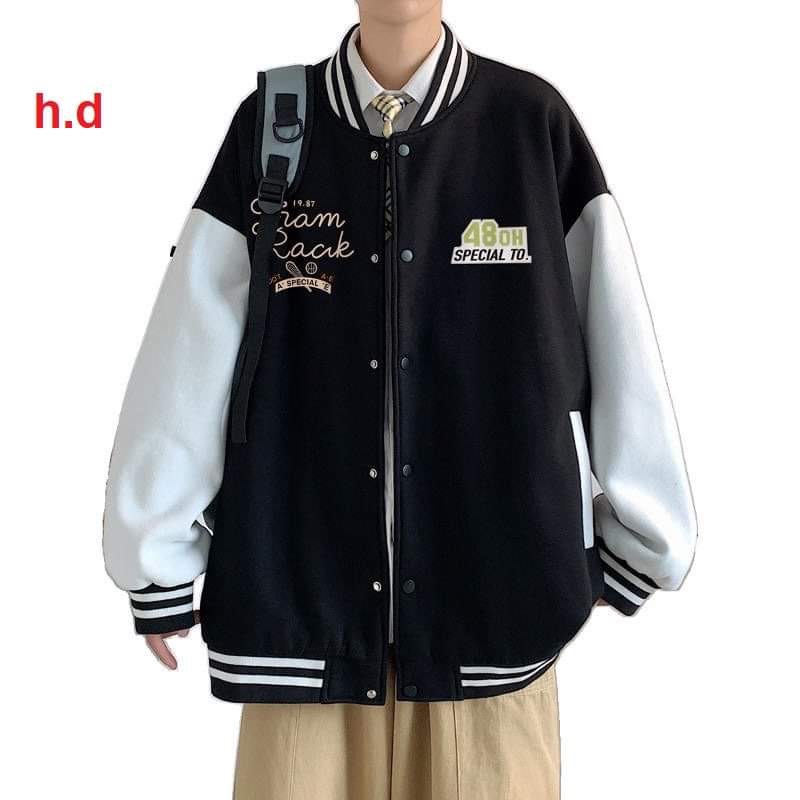 Áo bomber Varsity 48OH Jacket nỉ nam nữ khoác ngoài áo dày dặn form rộng unisex - bóng chày cao cấp