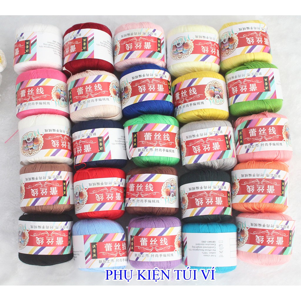 Len cotton 100% (chỉ cotton móc áo ) (35k/cuộn/50gram)